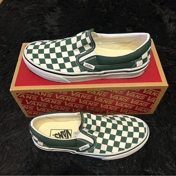 VANS checkerboard green slip on shoes sneakers women’s 8 new in box - Picture 7 of 7